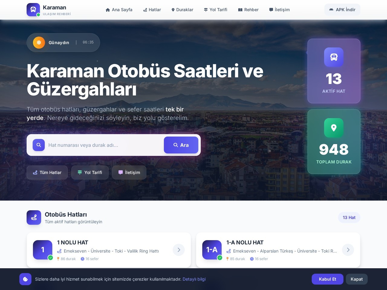 Karaman Otobüs Saatleri ve Güzergahları